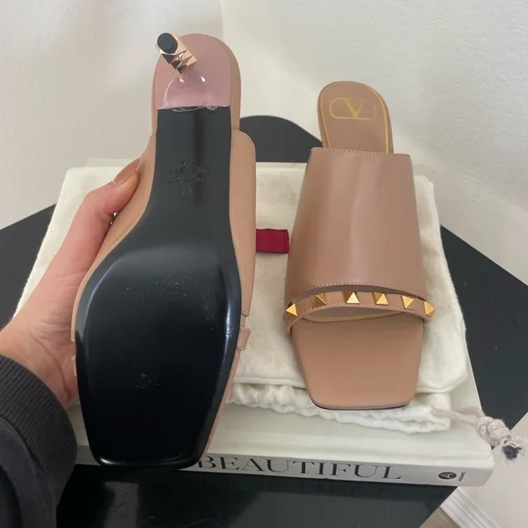 Valentino Rockstud Tower-Heel Mule Sandals - Picture 8 of 8